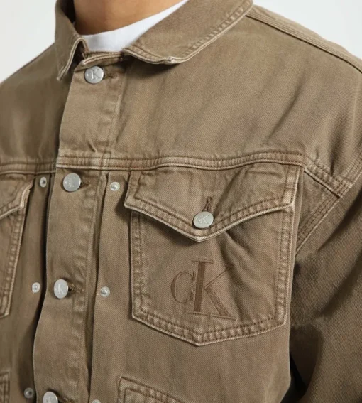 Calvin Klein Boxy Oversized Archive Denim Jacket Brown
