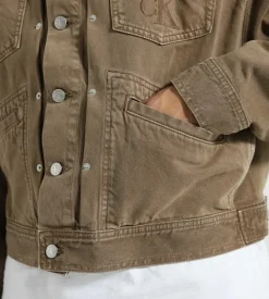 Calvin Klein Boxy Oversized Archive Denim Jacket Brown