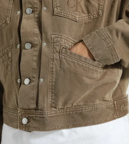 Calvin Klein Boxy Oversized Archive Denim Jacket Brown