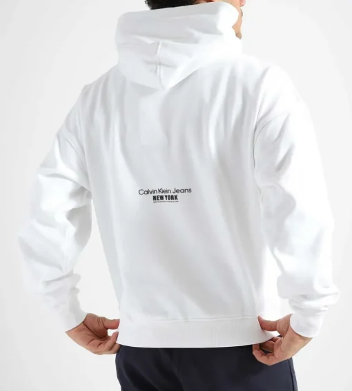 Calvin Klein Motion Floral Graphic Hoodie Bright White