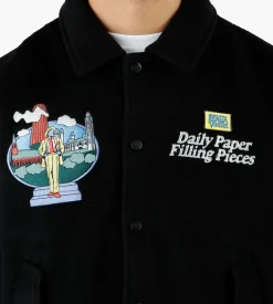 Daily Paper X Filling Pieces Varsity Jacket Black