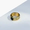 Golia Double Band Onyx Ring Gold